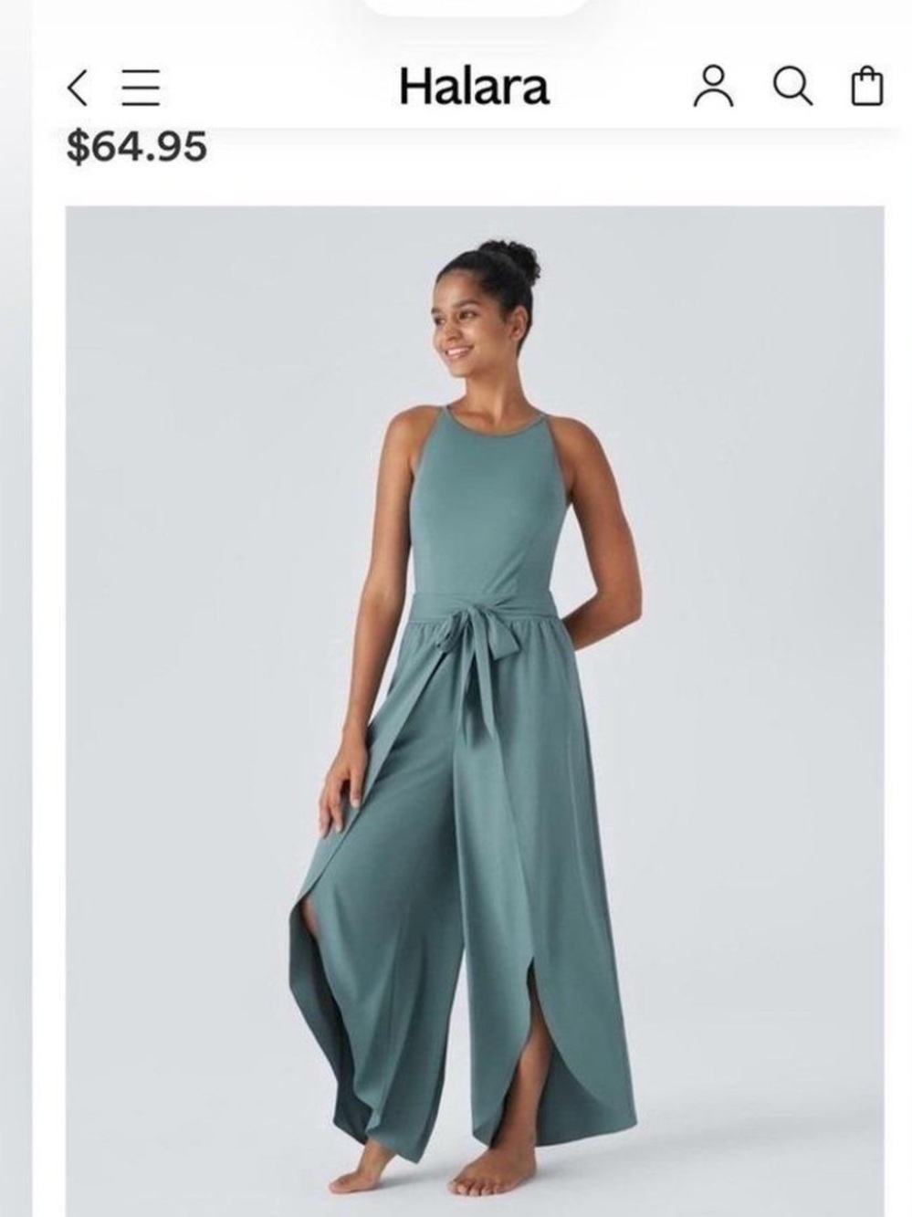 HALARA Teal Open Leg Flowy Romper